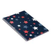 Playful Red White Blue Star Notebook ノートブック (右側)