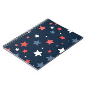 Playful Red White Blue Star Notebook ノートブック (左側)