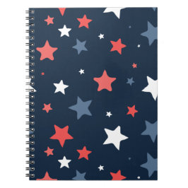 Playful Red White Blue Star Notebook ノートブック