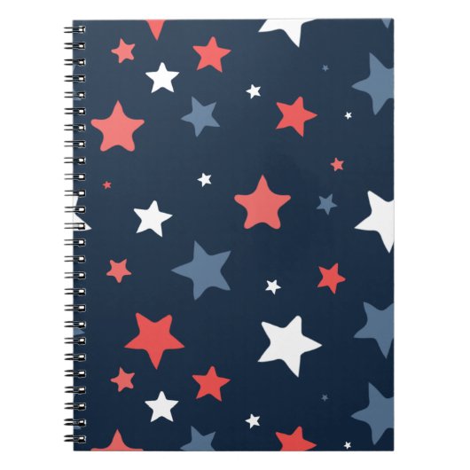 Playful Red White Blue Star Notebook ノートブック (正面)