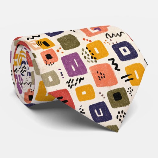 Playful Retro Doodle Abstract | Mid-Century Modern ネクタイ (ロール)
