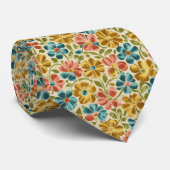 Playful Retro Floral Pattern ネクタイ (ロール)