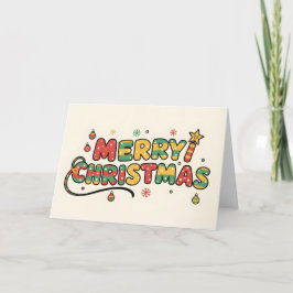Playful Retro Kids Script Merry Christmas シーズンカード