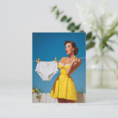  Playful Retro Laundry Day Surprise ポストカード (スタンド正面)