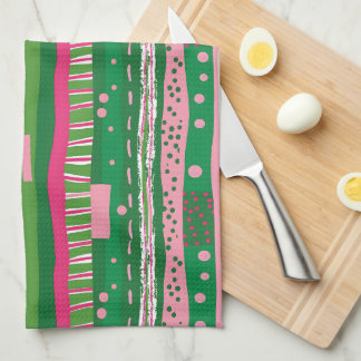 Playful Retro Stripes Kitchen Towel キッチンタオル