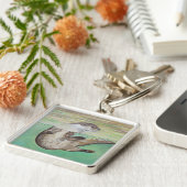 Playful River Otter Painting Keychain キーホルダー (側面)