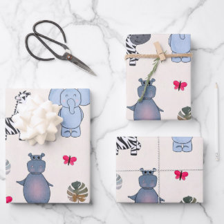 Playful Safari Animals Gift Wrapping Paper (v.1) ラッピングペーパーシート