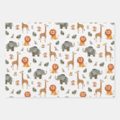 Playful Safari Animals Gift Wrapping Paper (v.2)  ラッピングペーパーシート (正面2)