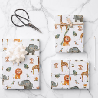 Playful Safari Animals Gift Wrapping Paper (v.2)  ラッピングペーパーシート