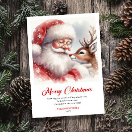Playful Santa And Rudolph Christmas Cheer Greeting シーズンカード