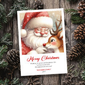 Playful Santa And Rudolph Christmas Cheer Greeting シーズンカード