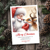 Playful Santa And Rudolph Christmas Cheer Greeting シーズンカード