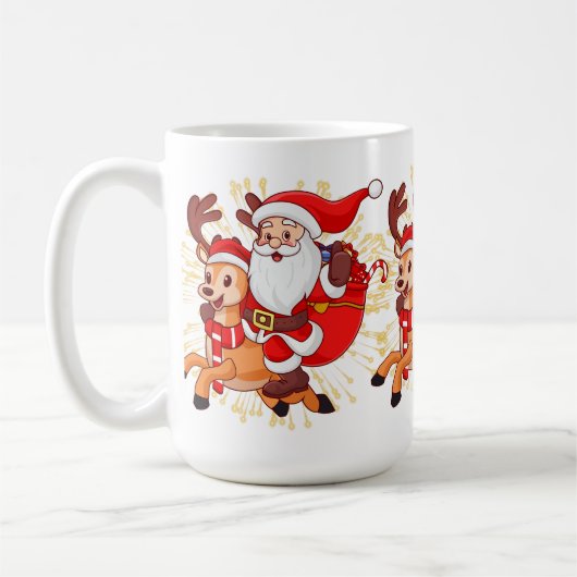 **"Playful Santa Claus Design – Fun and Festive Ch コーヒーマグカップ (左)