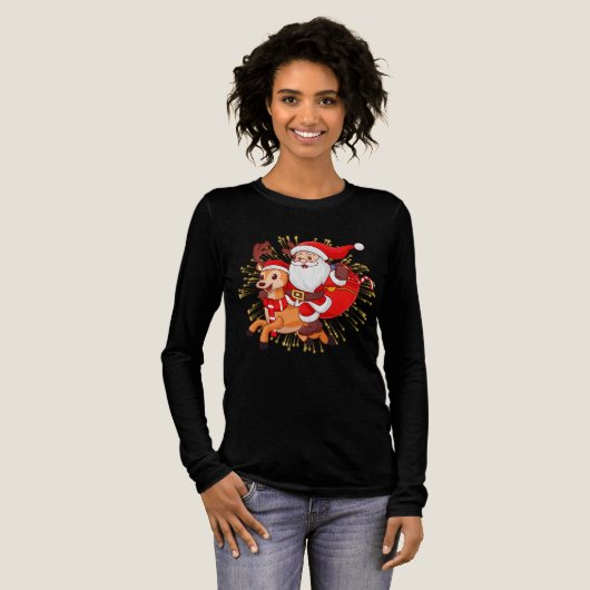 **"Playful Santa Claus Design – Fun and Festive Ch トライブレンドTシャツ (正面全体)