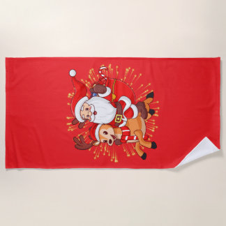 **"Playful Santa Claus Design – Fun and Festive Ch ビーチタオル