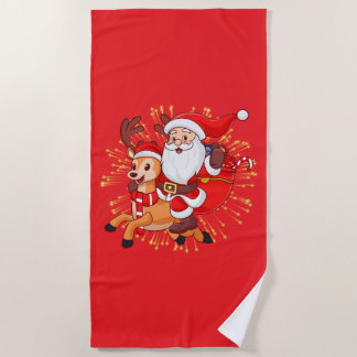 **"Playful Santa Claus Design – Fun and Festive Ch ビーチタオル
