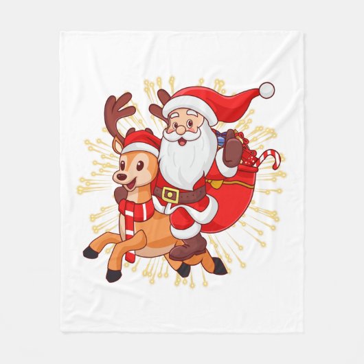 **"Playful Santa Claus Design – Fun and Festive Ch フリースブランケット (正面)