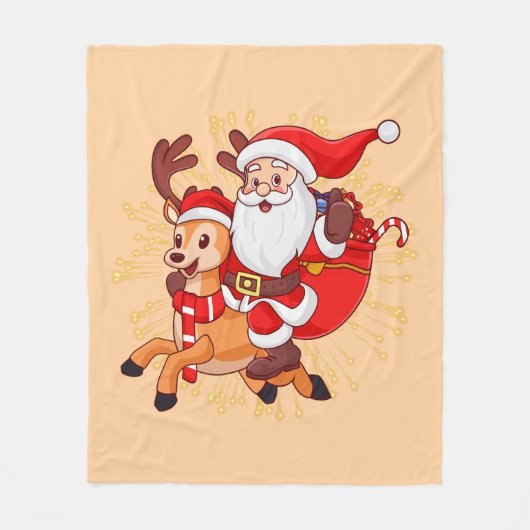 **"Playful Santa Claus Design – Fun and Festive Ch フリースブランケット (正面)