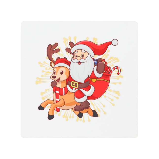 **"Playful Santa Claus Design – Fun and Festive Ch メタルプリント (正面)