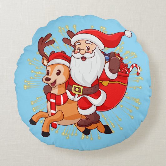 **"Playful Santa Claus Design – Fun and Festive Ch ラウンドクッション (正面)