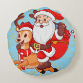 **"Playful Santa Claus Design – Fun and Festive Ch ラウンドクッション (裏面)