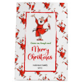 Playful Santa Claus gift bag red green office   ミディアムペーパーバッグ (裏面)