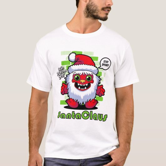 Playful Santa Claus Graphic T-Shirt, Holiday Appar Tシャツ (正面)