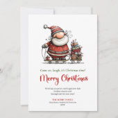 Playful Santa Funny Red Green Holiday Greeting シーズンカード (正面)