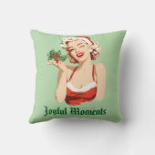 Playful Santa Girl Winking with Holly クッション (裏面)