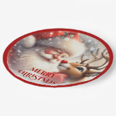 Playful Santa Rudolph Cartoon Christmas Plates ペーパープレート (アングル)