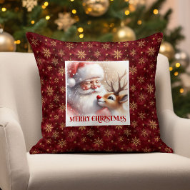 Playful Santa Rudolph Xmas Pillow Merry Holiday  クッション