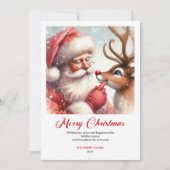 Playful Santa With Rudolph Laughing Christmas Card シーズンカード (正面)