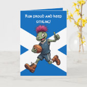 Playful Scottish Thistle Rugby Illustration カード (黄色い花)