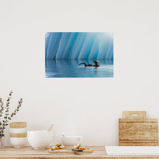 Playful Sea Otter ポスター (キッチン)