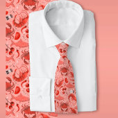 Playful Seafood Pattern with crabs and shrimps ネクタイ