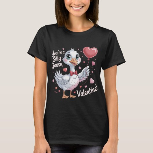 Playful Silly Goose Valentine's Day Shirt - Cute H Tシャツ (正面)