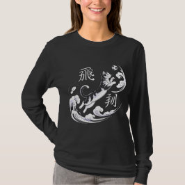 Playful Soccer Cat T-shirt Long sleeve for women Tシャツ