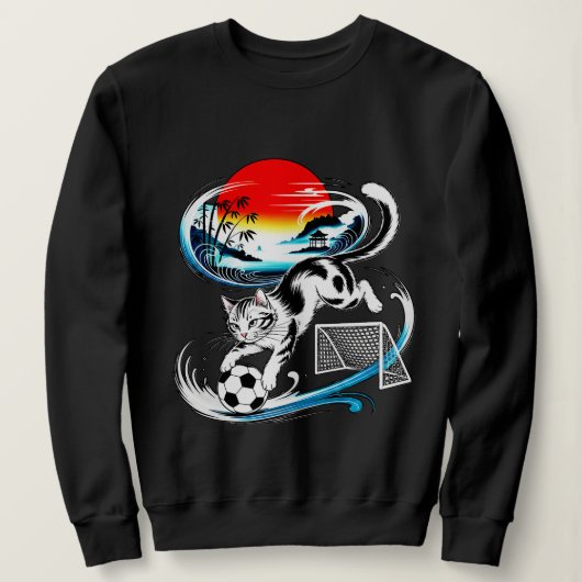 Playful Soccer Cat Women's - For Cat Lovers スウェットシャツ (デザイン正面)