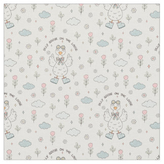 Playful Spring Silly Goose on the Loose Pattern ファブリック