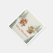 Playful Squirrels in Christmas Winter Forest スタンダードカクテルナプキン (角)