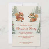 Playful Squirrels in Christmas Winter Forest 招待状 (正面)