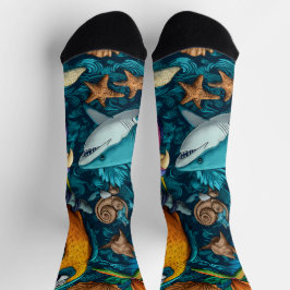 Playful Summer Animals Crew Socks Gift ソックス