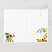 Playful summer beach funny cartoon fruit ポストカード (裏面)