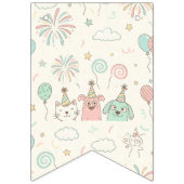 Playful Sweet and Three Kids Birthday バンティングフラッグ (第1の旗)