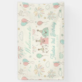 Playful Sweet and Three Kids Birthday  横断幕 (縦)