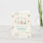 Playful Sweet, Three Kid Photo Birthday Invitation ノートカード (正面)