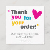 playful Thank You package insert With Logo & Offer スクエア名刺 (正面)