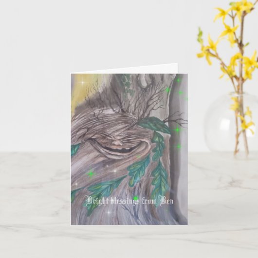 Playful tree spirit blessings card カード (黄色い花)