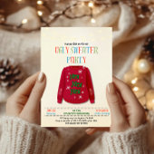 Playful Ugly Sweater Christmas Party - Fun Holiday 招待状