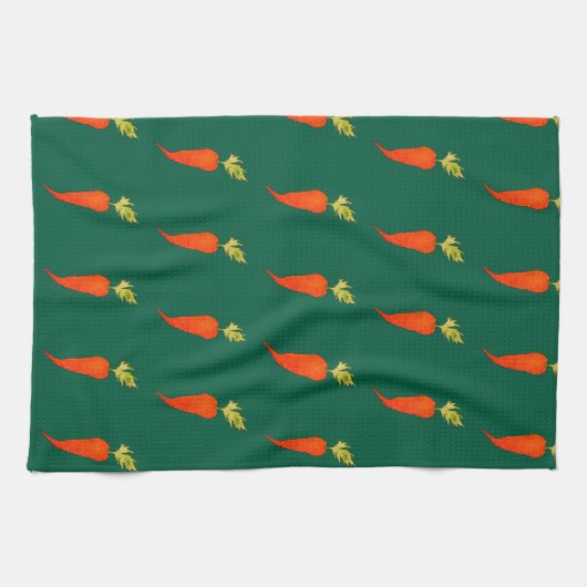 Playful Watercolor Carrot キッチンタオル (横)